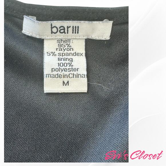 Bar 111 Women's Sz M Black Dress Rushed Long V Neck Faux Wrap Bodycon Lined - Picture 6 of 8